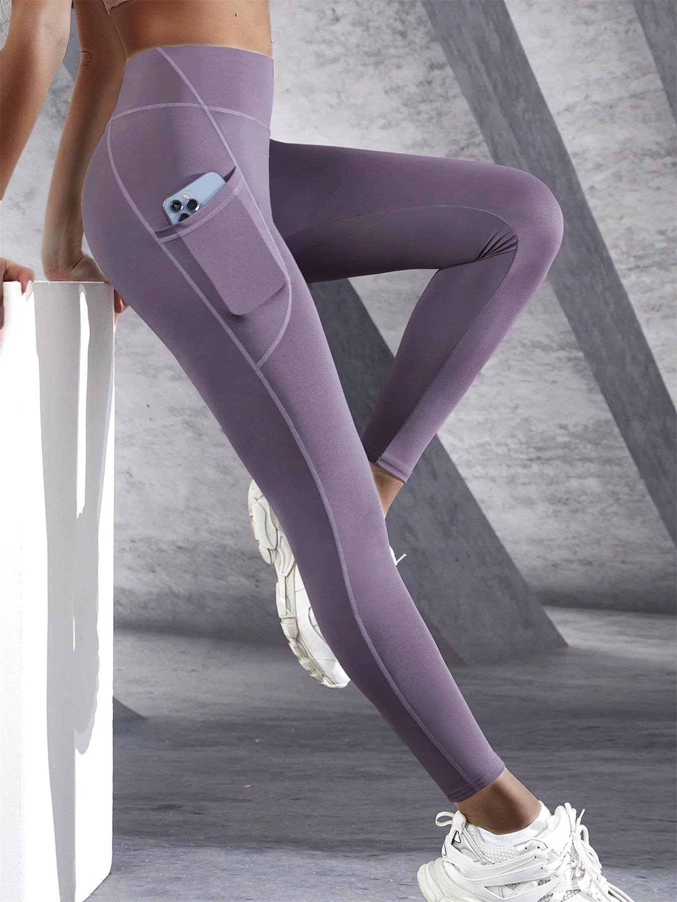 High Waist Yoga Leggings – Stretch Fit, Pockets, Push-Up Sportswear for Women, Solid Colors