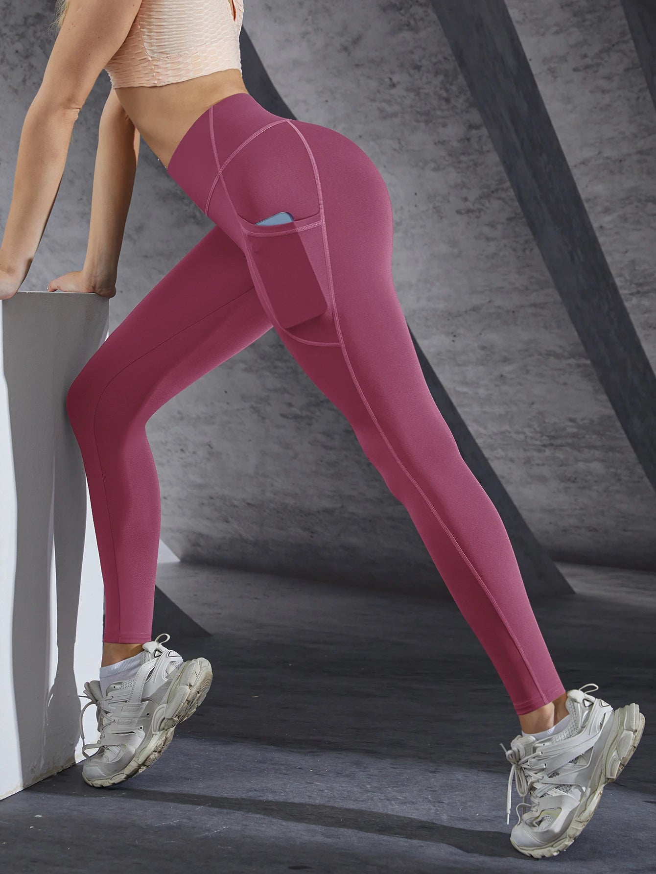High Waist Yoga Leggings – Stretch Fit, Pockets, Push-Up Sportswear for Women, Solid Colors
