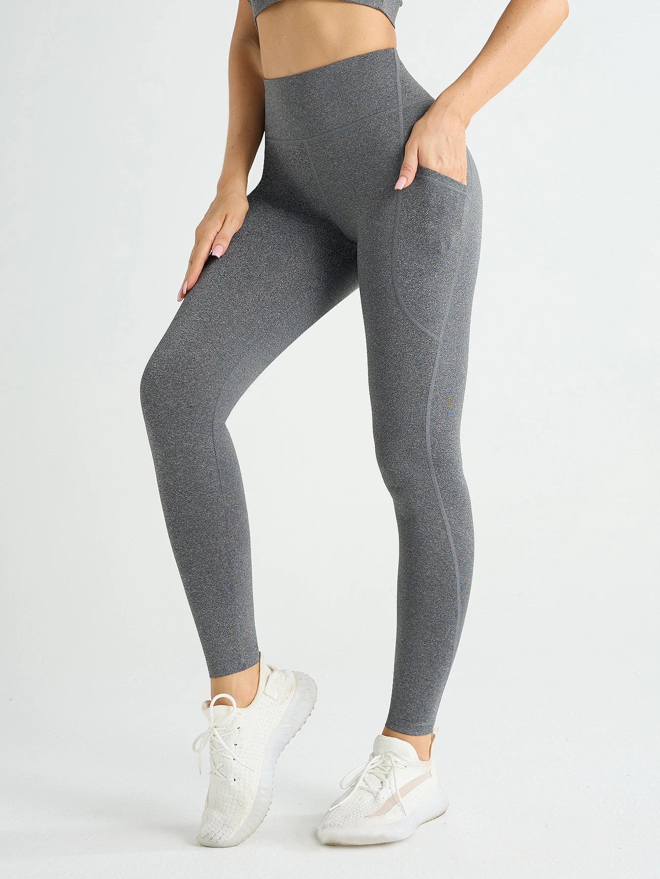 High Waist Yoga Leggings – Stretch Fit, Pockets, Push-Up Sportswear for Women, Solid Colors