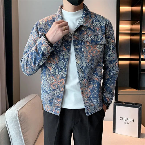 Men's Floral Denim Jacket