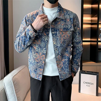 Men's Floral Denim Jacket