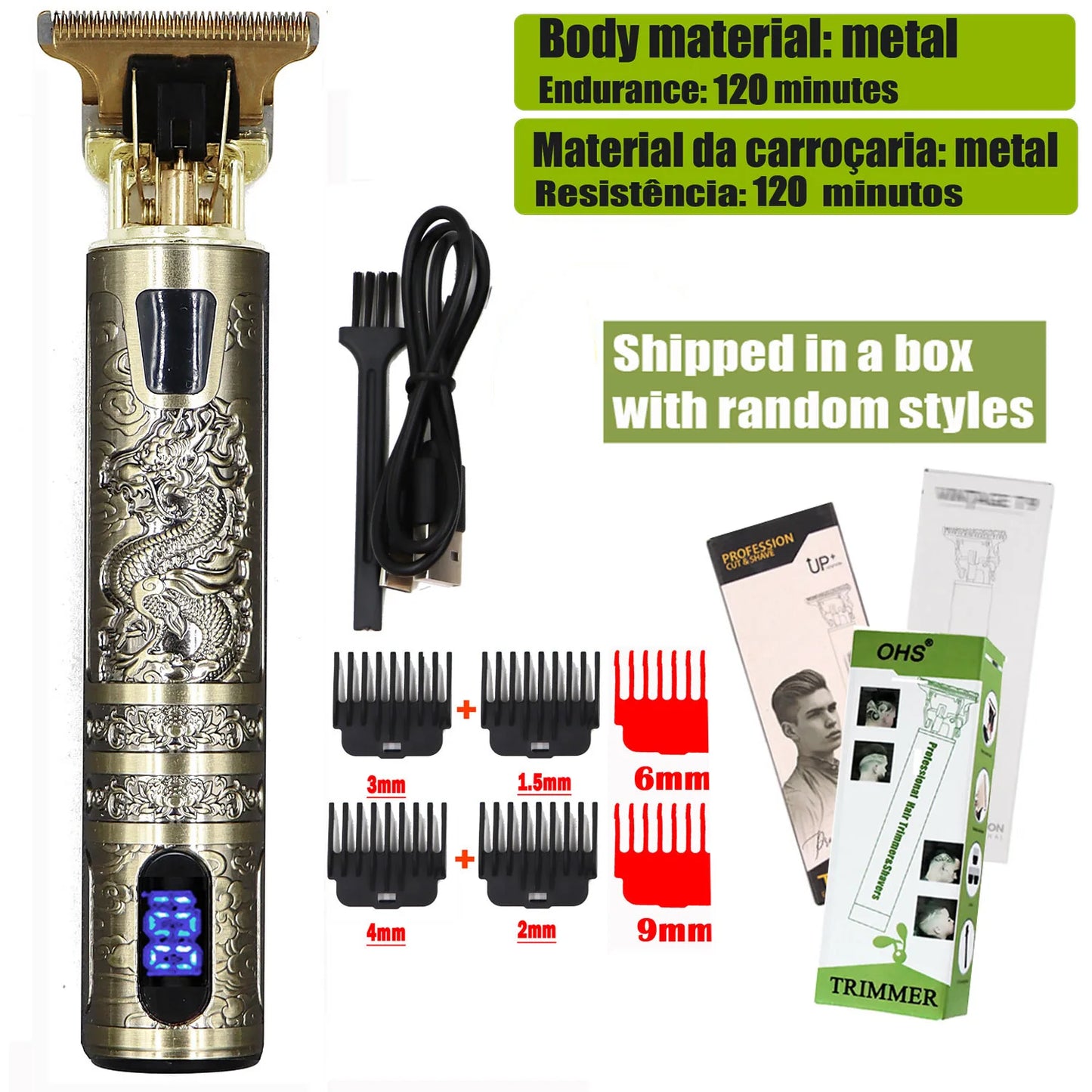 T9 Electric Hair Clipper – 0mm Beard & Body Trimmer, Men’s Shaver Grooming Tool
