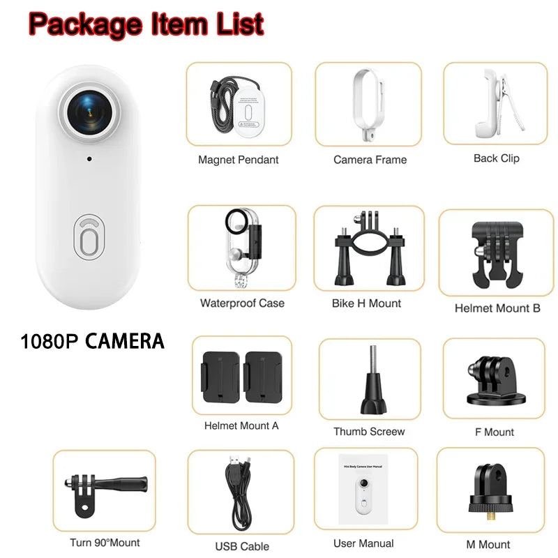 Pocket 4K Mini Camera – Wearable, Magnetic, Waterproof, WiFi Cam for Vlogs, Cycling, Home Use