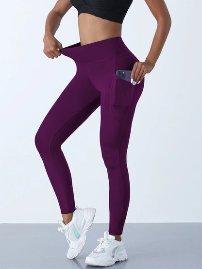 High Waist Yoga Leggings – Stretch Fit, Pockets, Push-Up Sportswear for Women, Solid Colors