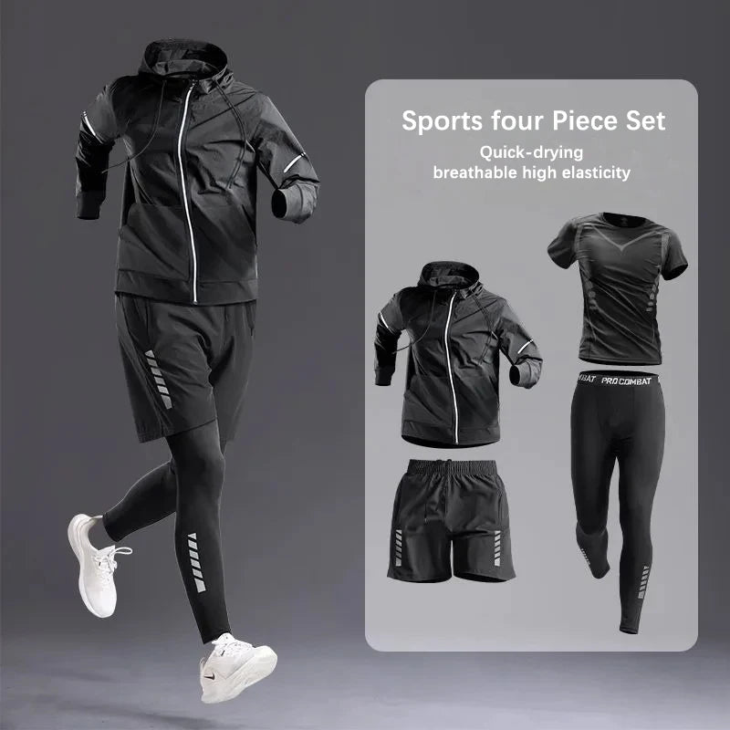 Men’s 5PC Sportswear Set – All-Season Tracksuit for Running, Gym, Cycling, Hiking & Boxing