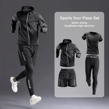 Men’s 5PC Sportswear Set – All-Season Tracksuit for Running, Gym, Cycling, Hiking & Boxing