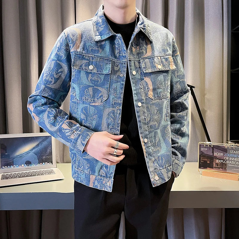 Men's Floral Denim Jacket