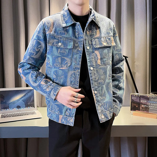 Men's Floral Denim Jacket