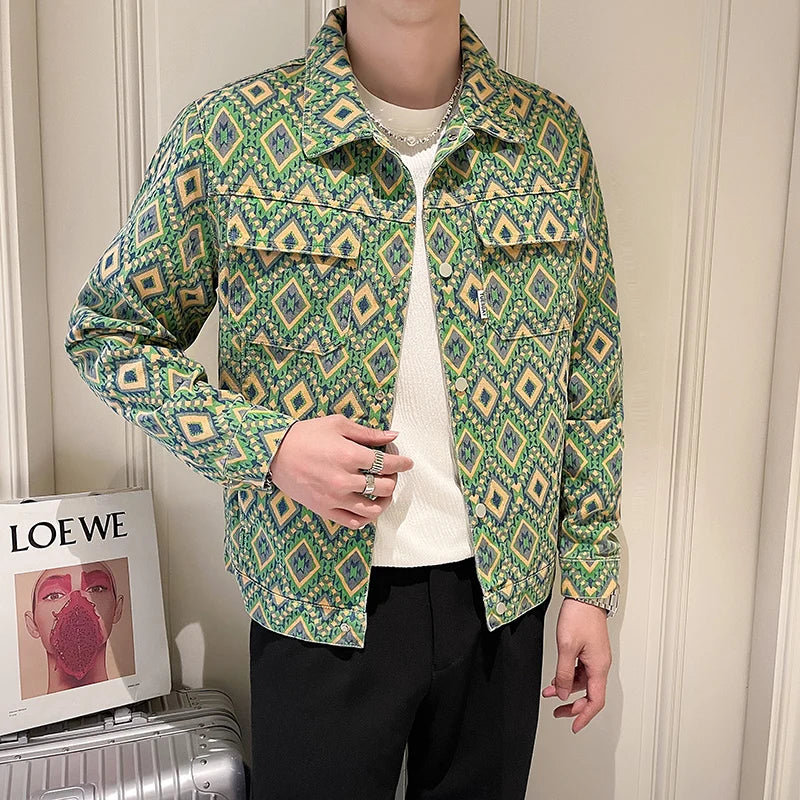 Men's Floral Denim Jacket