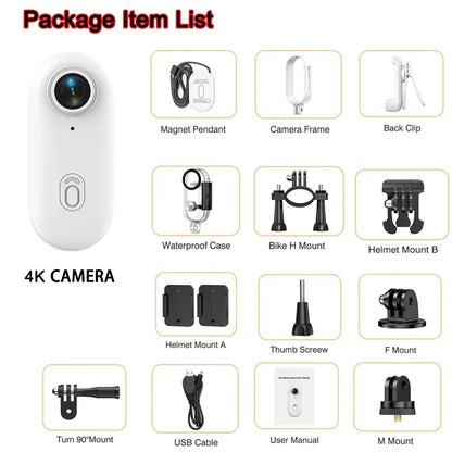 Pocket 4K Mini Camera – Wearable, Magnetic, Waterproof, WiFi Cam for Vlogs, Cycling, Home Use