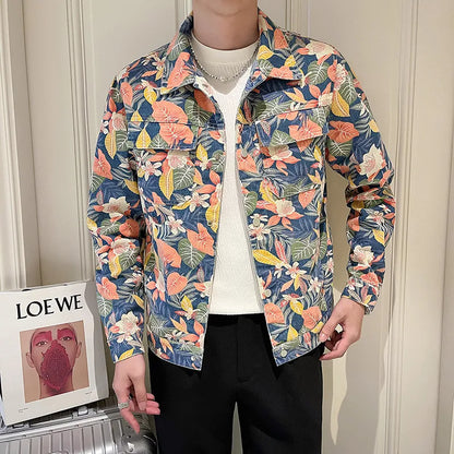 Men's Floral Denim Jacket