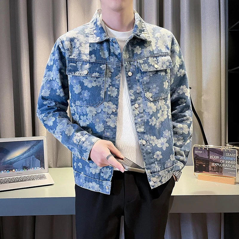Men's Floral Denim Jacket