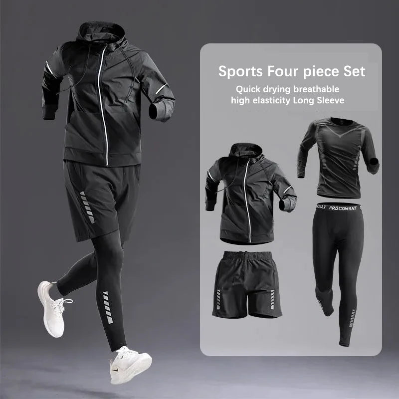 Men’s 5PC Sportswear Set – All-Season Tracksuit for Running, Gym, Cycling, Hiking & Boxing