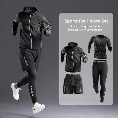 Men’s 5PC Sportswear Set – All-Season Tracksuit for Running, Gym, Cycling, Hiking & Boxing