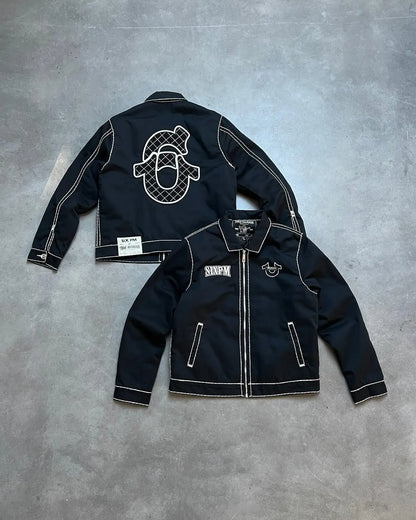 Y2K Retro Denim Leather Jacket
